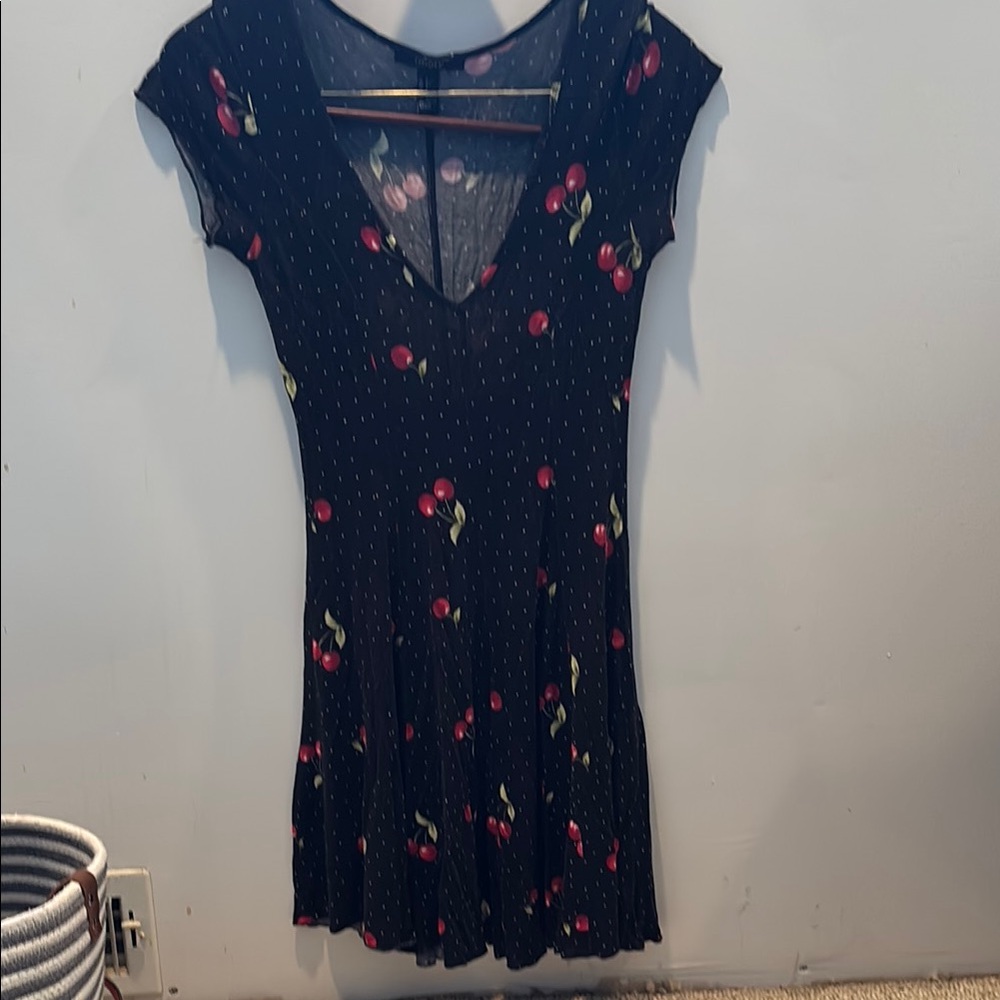 Forever 21 Black Dress with Cherry Pattern
